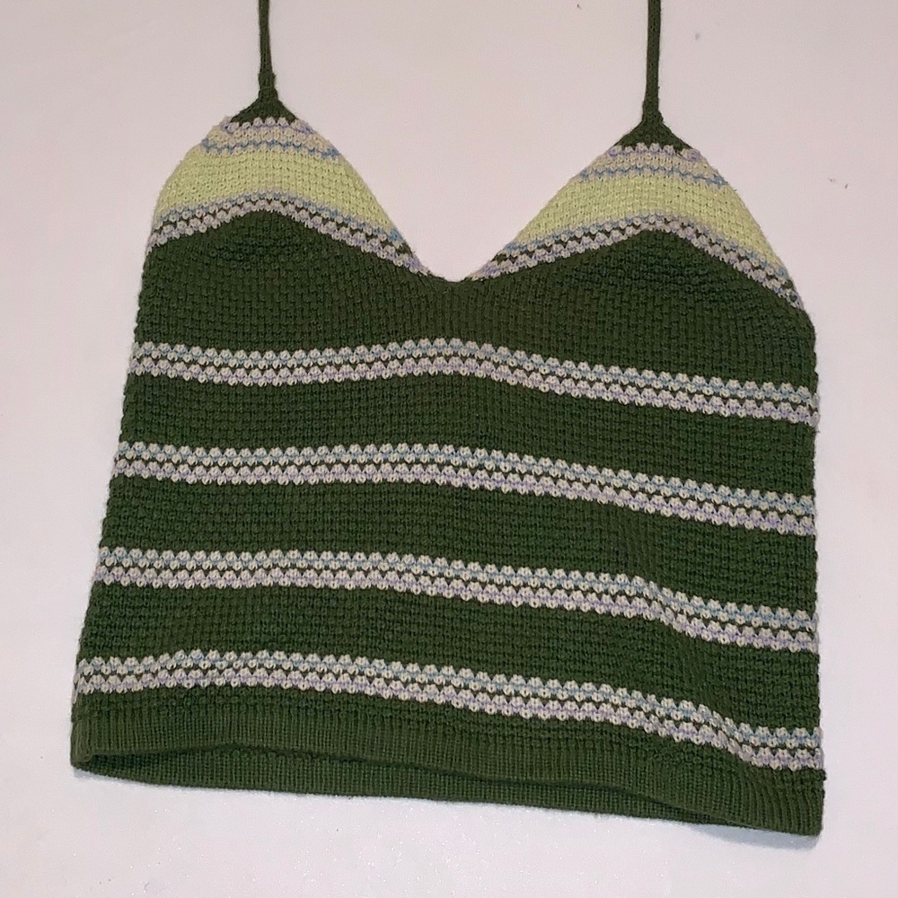 JCrew cropped crochet halter top.